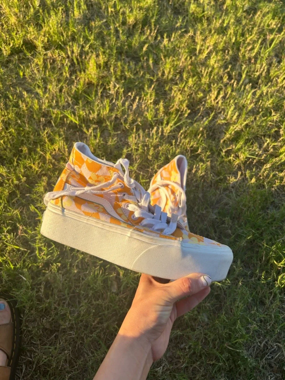 Yellow Floral High-Top Platform Sneakers - Picture 5 of 7